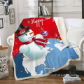 Christmas snowman pattern crystal plush blanket